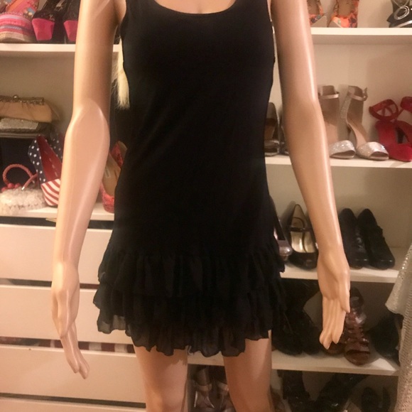 Twentyone Black T-Shirt Dress W/Ruffles - Picture 2 of 6
